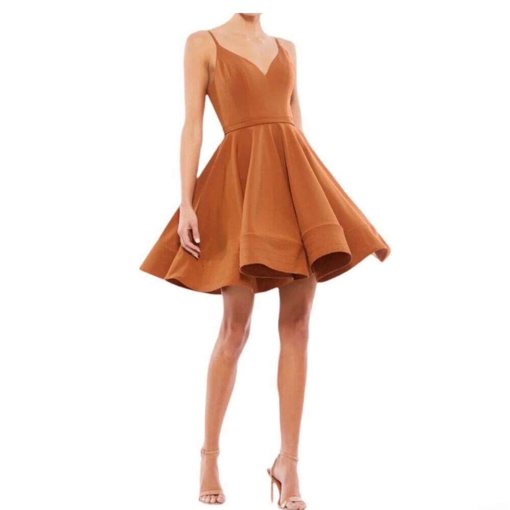 New Mac Duggal caramel 48775 short dress A-line - Picture 2 of 6